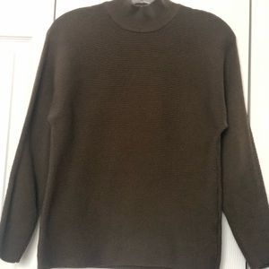 Basic H&M Brown Ribbed Long Sleeve Pullover Turtleneck Sweater